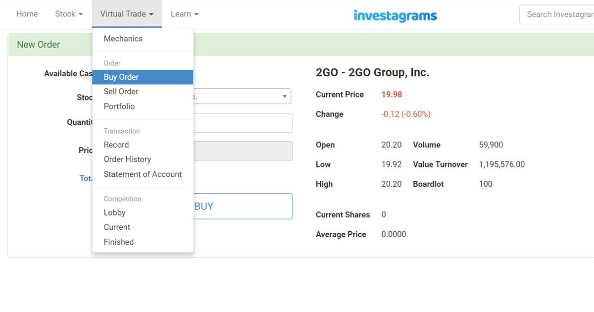 how to use the investagrams virtual trading platform